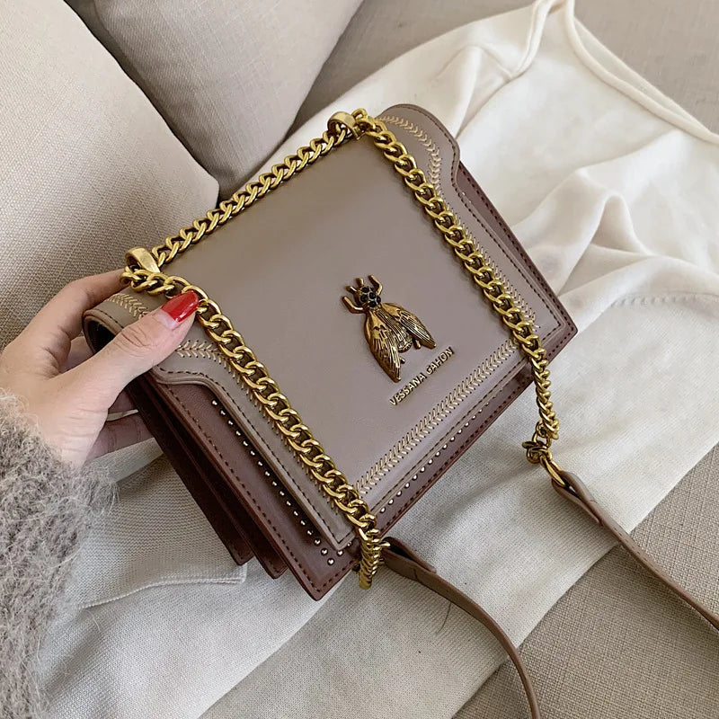 CGCBAG Women's Luxury Handbag 2024 - Retro Bee Design, High-Quality Leather Shoulder and Crossbody Bag