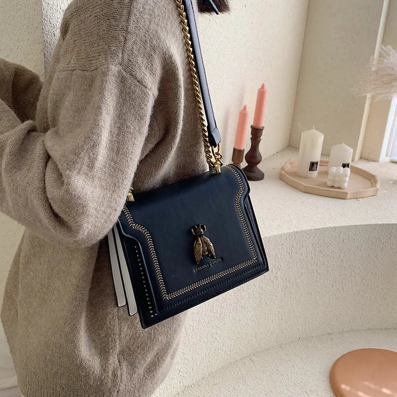 CGCBAG Women's Luxury Handbag 2024 - Retro Bee Design, High-Quality Leather Shoulder and Crossbody Bag
