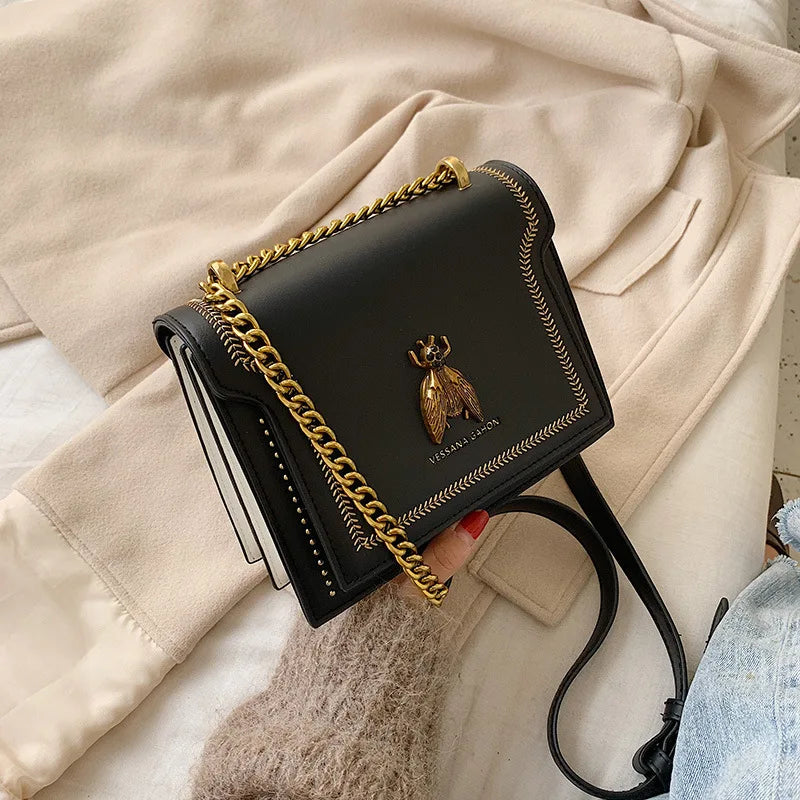 CGCBAG Women's Luxury Handbag 2024 - Retro Bee Design, High-Quality Leather Shoulder and Crossbody Bag